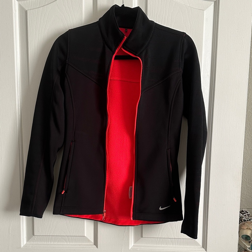 Nike Women's Black Ski Jacket with Red Interior